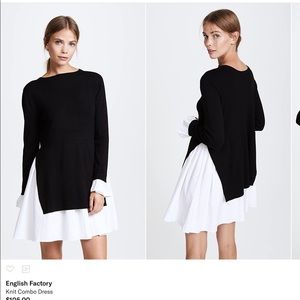 English Factory Color Contrast Shirt Sweater Dress